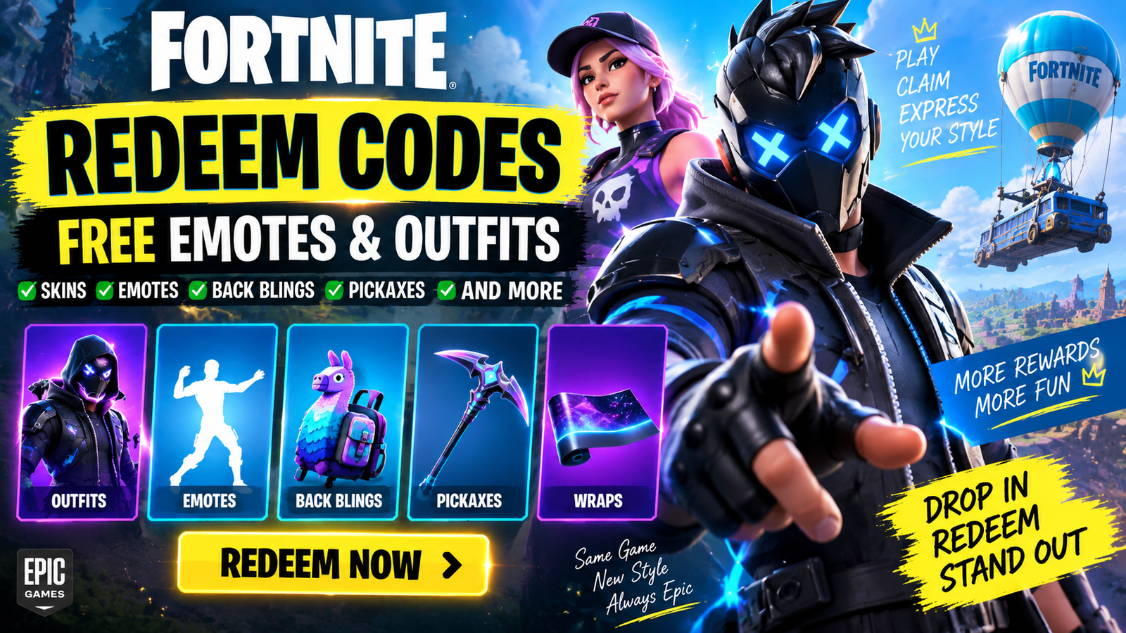 Fortnite Redeem Codes for Emotes & Outfits 2026: How to Get Cosmetics